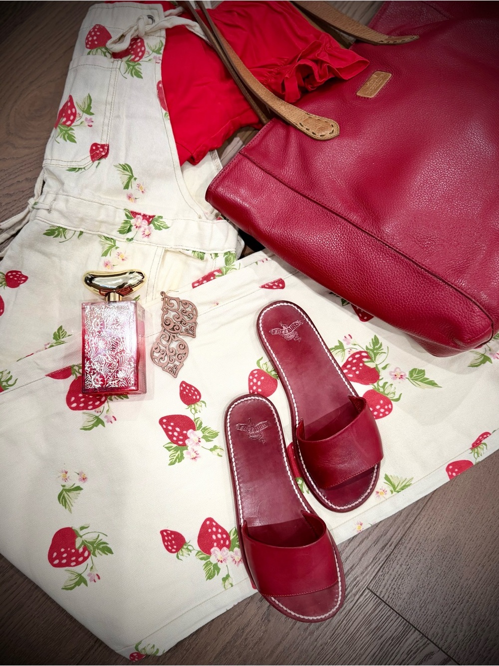 Freebird by Steven Golden Slide Sandals in Red Oxblood
